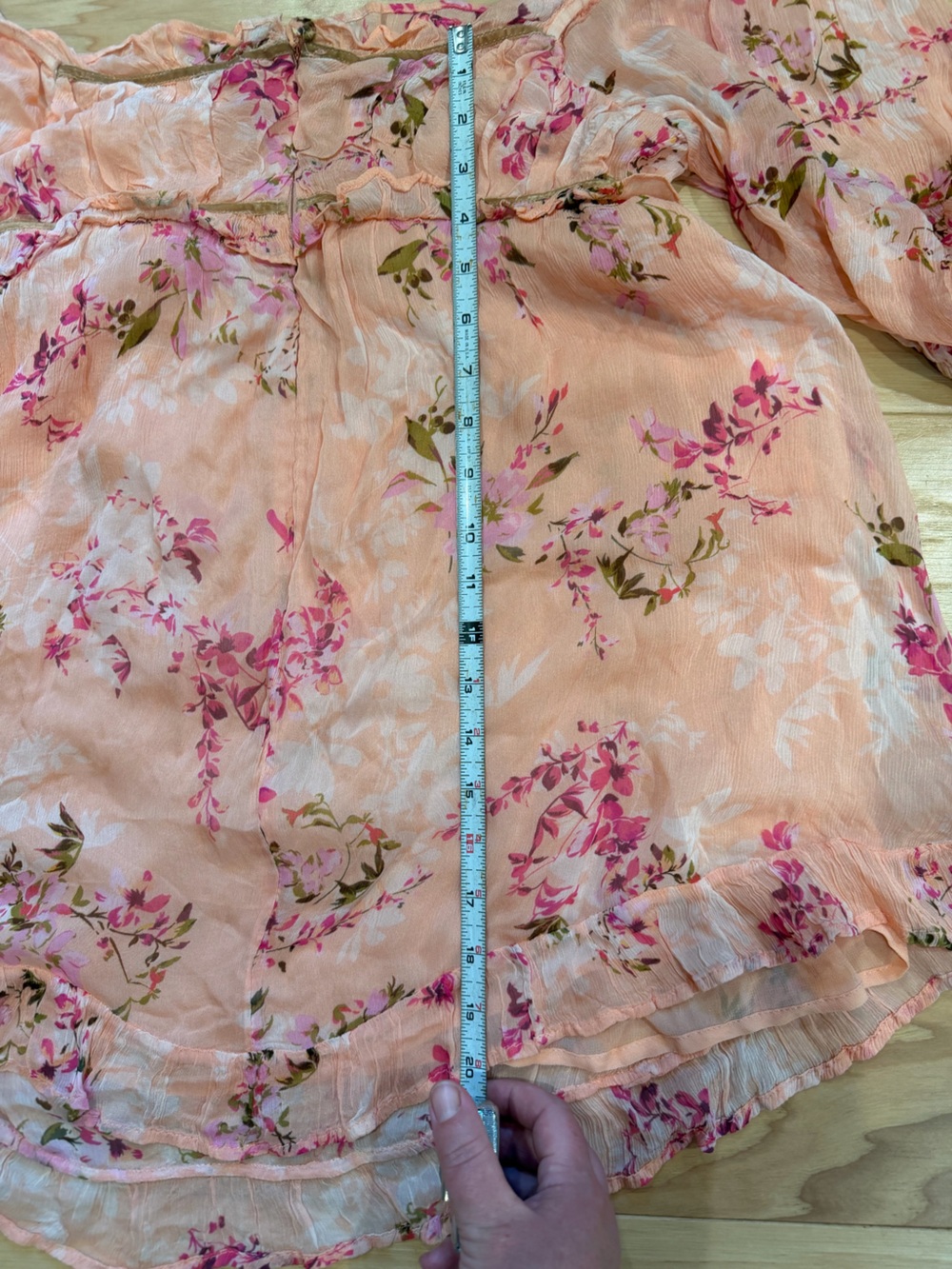 Free People Marney Mini Dress Peach Combo Floral Babydoll Boho Size Large - Picture 4 of 10
